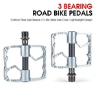 WEST BIKING 3 Sealed Bearings Carbon Fiber Axle Bike Bicycle Pedals 9/16" Silver