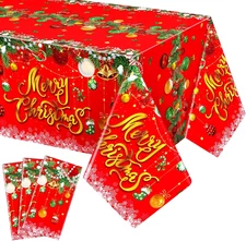 3 Pcs Christmas Tablecloths Merry Christmas Table Covers 54 X 108 In. Disposable