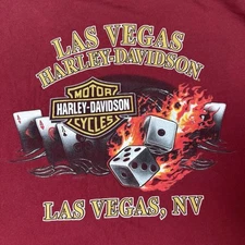 Harley Davidson Dice Flames Fire Red T Shirt Cards 3XL Las Vegas
