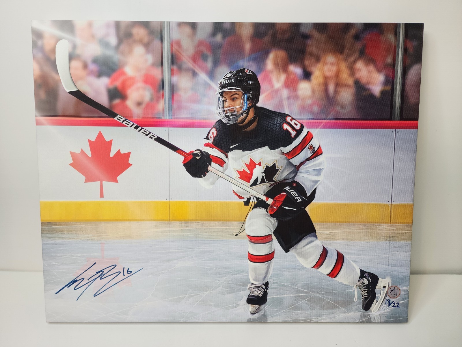 Connor Bedard Autographed Signed Team Canada 2022 World Juniors Canvas Limited Edition #13/22 
