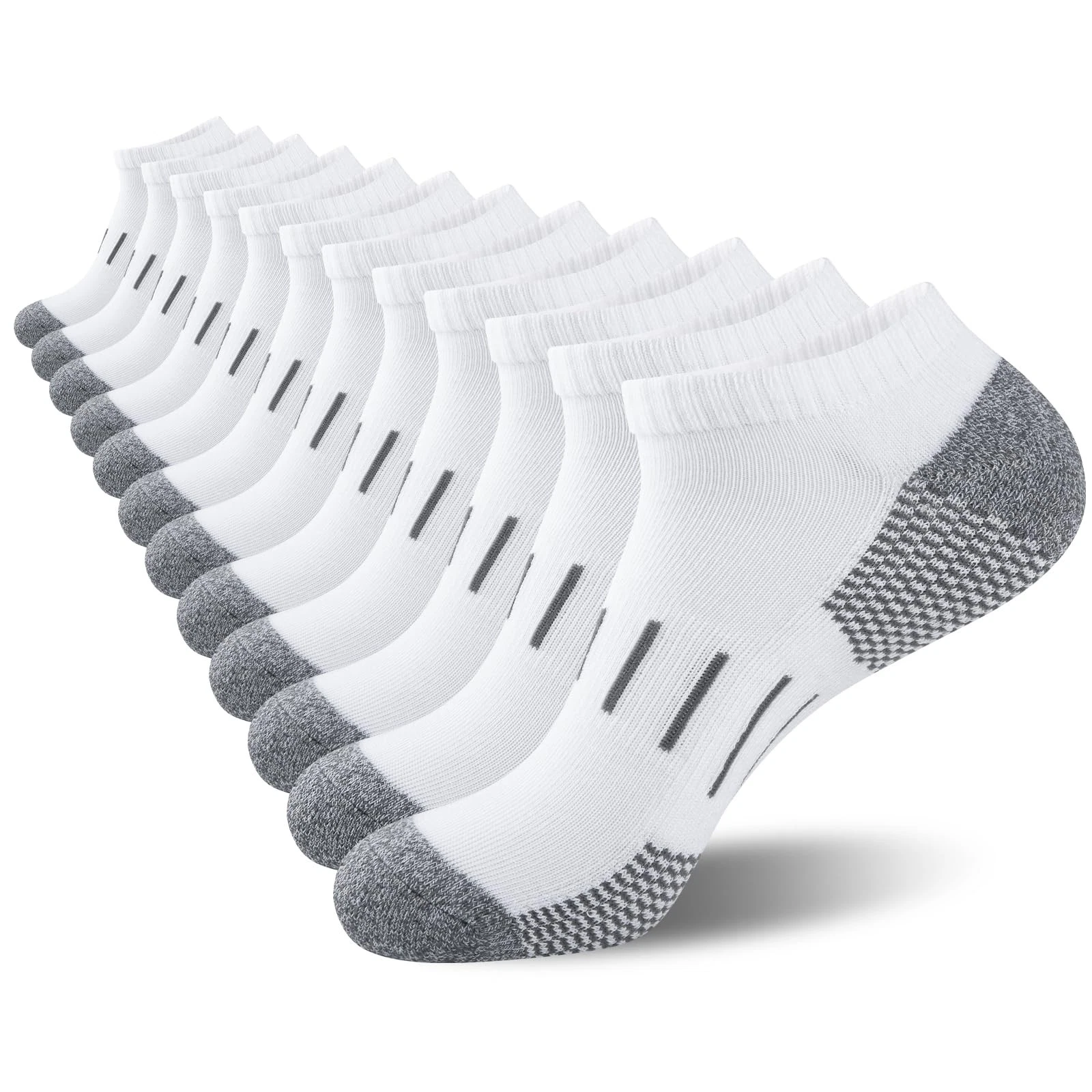 Ankle Socks 6 Pack Moisture Wicking Cushion Low Cut White
