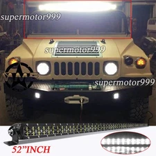 Dual Row Straight 52"inch LED Light Bar Fit Hummer H1 H2 H3 Humvee AM General