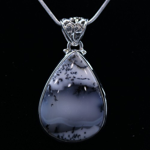 Dendritischer Opal Träne Anhänger -- Höhe: 1,5" Breite: 1" - Bild 2 von 3