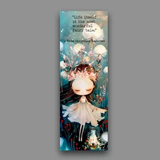 Fairy girl in crown unique bookmark whimsical collage design gift for readers