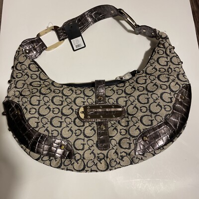Guess Y2K Vintage Monogram Brown Baguette Shoulder Bag Early 2000 s NWT