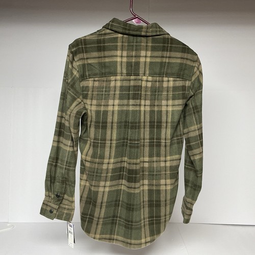 Chaps Fleece 1/4 Zip Pullover Sweatshirt Shacket Mens Small New NWT Plaid Green - Picture 4 of 11