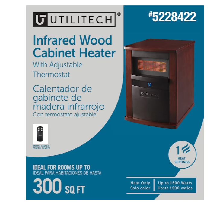 Utilitech Up to 1500Watt Infrared Indoor Electric Space Heater
