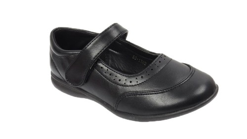 GIRLS SCHOOL SHOES KIDS INFANTS FORMAL PARTY EVENING BLACK TOUCH STRAP SHOE SIZE
