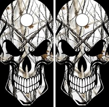 C245 Camo Skull Cornhole Board Wrap LAMINATED Wraps Decals Vinyl Sticker