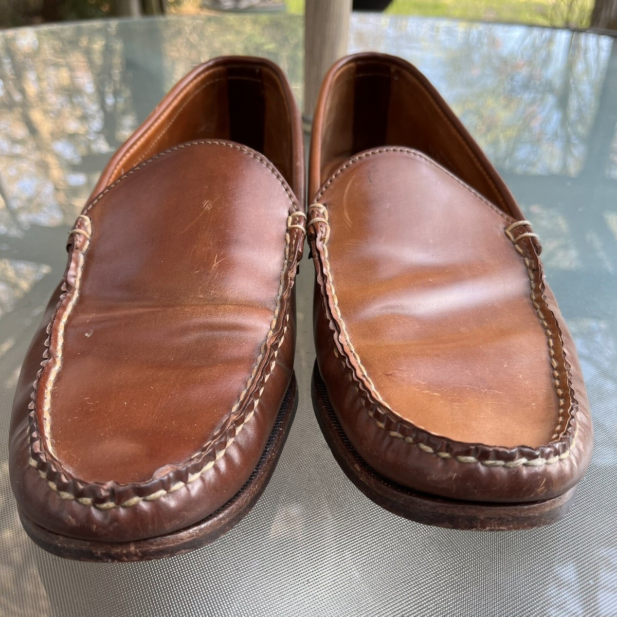 Rancourt Shell Cordovan Venetian Loafers 11D Caramel USA