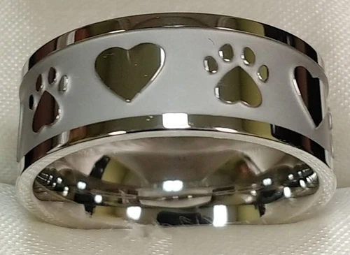 Nature's Jewelry Stainless Steel Love Pets Band Ring