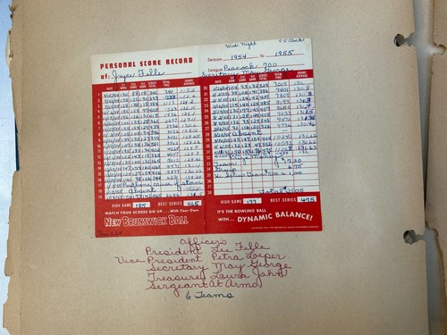 Vintage 1950s Women's Bowling Scrapbook 30 years of Scores, Songs, Notes, Cards - Picture 9 of 12