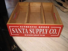 Wooden Santa Christmas Divided Storage Box 12"x12"x4"
