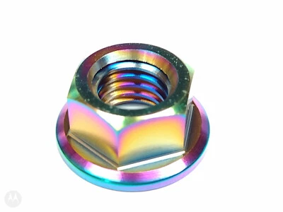 ON EDGE COMPONENTS USA Oil Slick M12x1.75 Grade 5 Titanium Flange Hex Nuts Coarse Metric Thread CNC'd