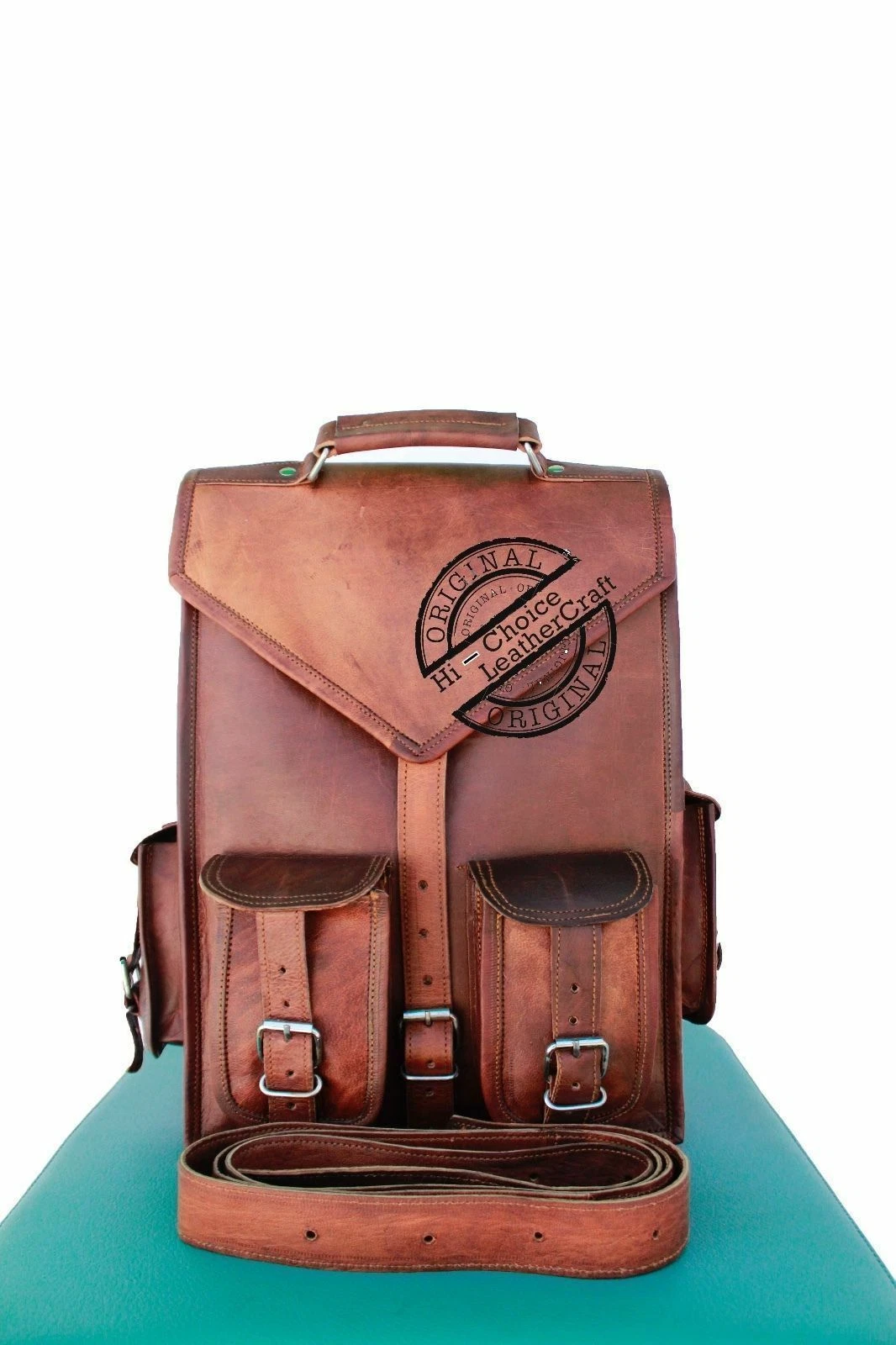 Men's Genuine Leather Laptop Backpack Laptop Rucksack Messenger Satchel Bag