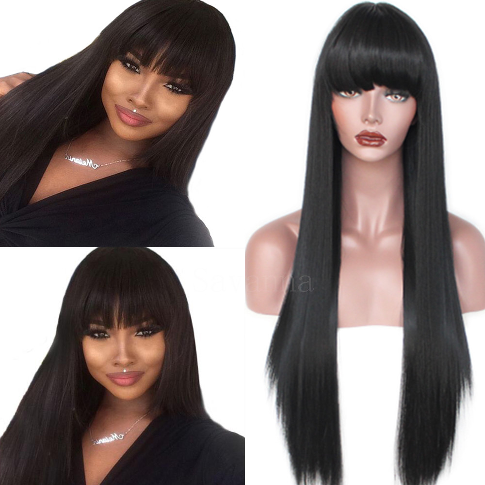 Women Heat Resistant Hair Synthetic Wig Short BOB Bangs Cosplay Full Wigs  Soft