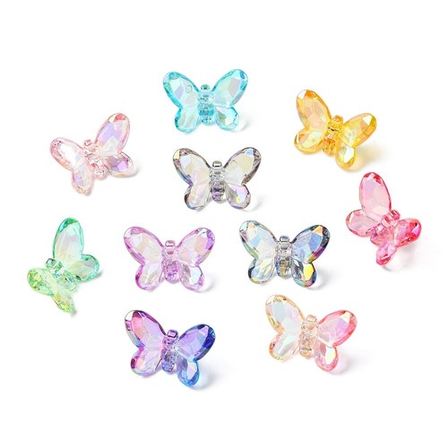 36x Transparent Acrylic Bead Butterfly Loose Beads for Bracelet Necklace Making - Picture 2 of 8