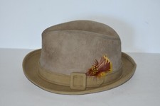 Vintage Dobbs Fifth Avenue Mens Tan Genuine Leather Suede Fedora Hat 7
