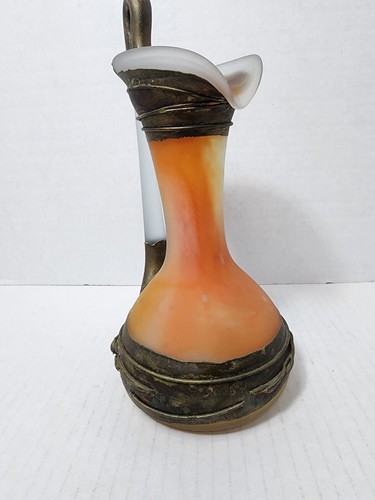 Vintage Art Glass Decanter Mady Benson?Alchemy Glass 10" Orange W/patena Signed - Picture 8 of 12