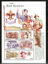 Liberia 2000 - The Boy Scouts - Sheet of 6 Stamps - MNH
