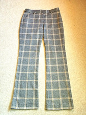 Womens Pants-EXPRESS-gray/brown plaid rayon Ponte stretch knit boot leg-8