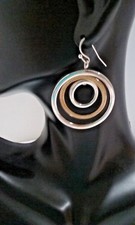 NEW- ROMAN -Sterling Silver Round Earrings - Tone Silver and Gold.