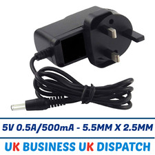 UK Plug 5V 500mA 0.5A Adaptor Power Supply Adapter Cord 5.5mm x 2.5mm