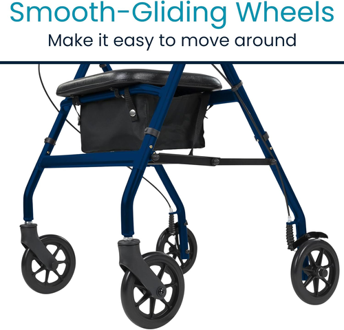 Ultra Lightweight Rollator Walker with Seat - Foldable, Narrow, Rolling Senior W - Picture 8 of 9