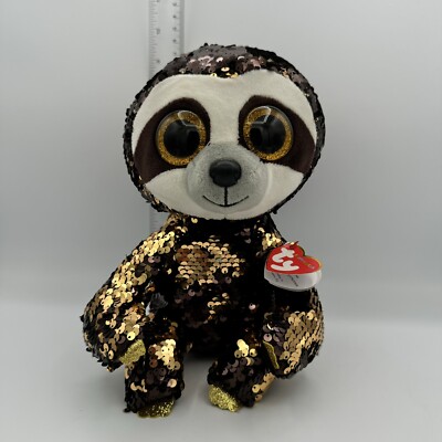 2019 TY Flippables 9'' DANGLER Sloth Beanie Boo Color Changing Sequins Plush
