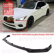 For Infiniti Q50 Luxe Base Premium 18-24 Carbon Fiber Front Bumper Lip Splitter