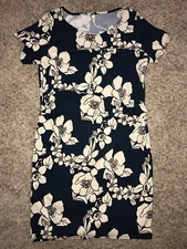 Pink Blush Maternity Teal Blue And Ivory Floral Fitted Mini Dress Size XL