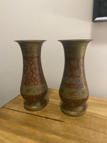 pair antique metal vase set - Picture 1 of 5