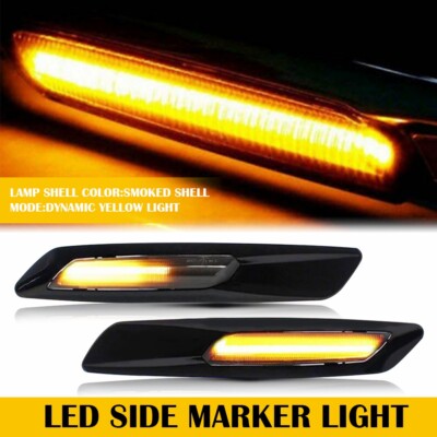 2x Smoke Black Side Marker Trim Fender Light 2011-2016 For BMW F10 5 Series USA