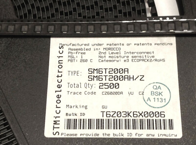10 Stück SM6T200A ESD-Entstörer/TVS-Dioden 600W 200V Unidirect (M2851)
