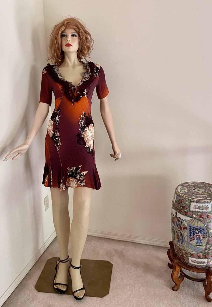 Just Cavalli Dress Viscose Orange Brown Sz 42 Ruffled Neckline Flared Hem Mini | eBay Just Cavalli Dress Viscose Orange Brown Sz 42 Ruffled Neckline Flared Hem Mini | eBay