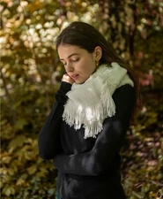 Inc International Concepts Women's Raschel-Knit Loop Scarf Fringe White 1 Size *