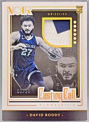 David Roddy SSP /25 2022 Panini Noir Casting Call Memorabilia Rookie Patch Prime
