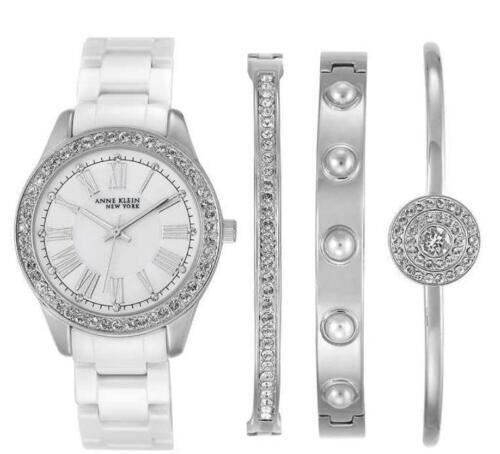 Anne Klein New York Women's Ceramic Watch And Bracelet Set