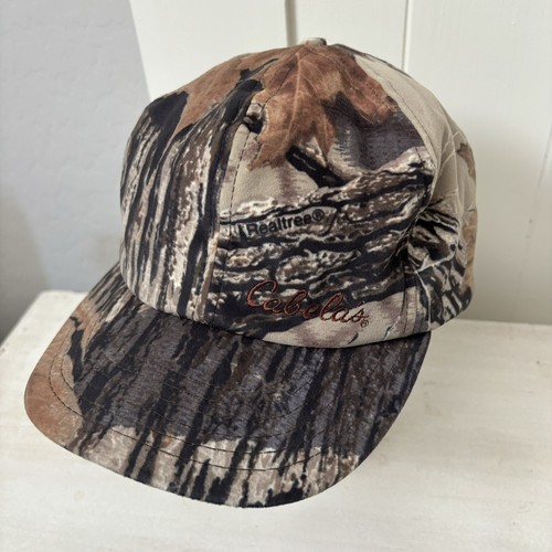 Vintage Cabelas Realtree Camo SHORT BILL Hunting Cap Size L Ear Flaps Velour USA