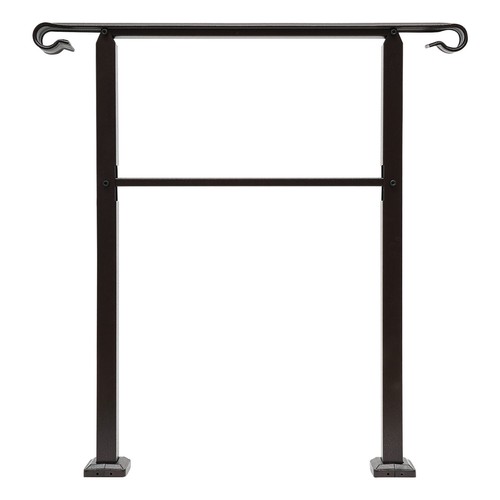 Handrails for Outdoor Carbon Steel Staircase Handrail 3-Step Handrail Dark Brown - Picture 13 of 16