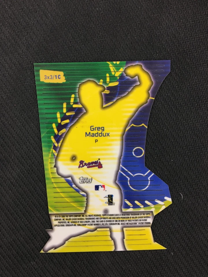 2000 Stadium Club 3 X 3 Luminous #1C Greg Maddux HOF Atlanta Braves Die-Cut - Image 2 of 2