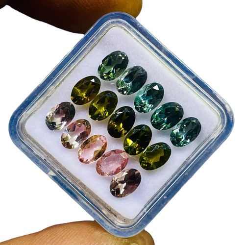 VVS 15 Pcs Natural Tourmaline 6x4mm Oval Cut Loose Untreated Gemstones 6.90 Cts - Picture 2 of 8