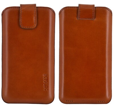 Suncase Custodia In Vera Pelle Per IPhone 12 Mini (5.4), Sottile, Con Linguetta Di Estrazione, Colore Marrone Anticato, Fatta A Mano - 4