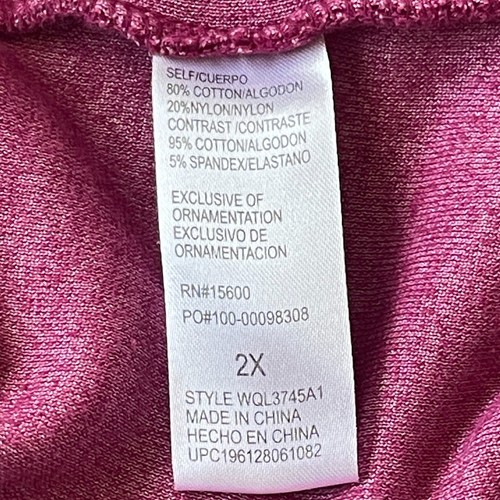 Democracy Velour Sweatshirt Women Size 2X Purple Ombre Crew Neck Puff Sleeve - Picture 9 of 12