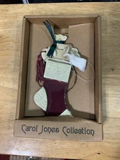 Edgewater Carol Jones Collection Handcrafted Christmas Ceramic Bear Stocking New