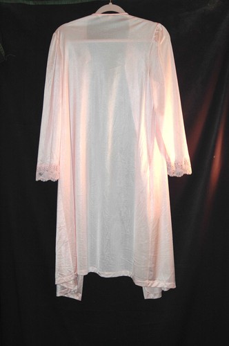 Camicia da notte Vanity Fair taglia S rosa nylon morbido intimo lingerie pizzo vintage USA - Foto 3 di 6