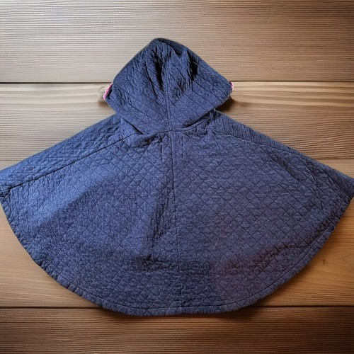 TUCKER + TATE Cape Girls Youth Size 7 Navy Blue White Pink Striped Hooded Shawl - Picture 5 of 5