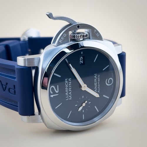Panerai Luminor Marina Blue Men's Watch With Date Full Set Box & Papers PAM01393