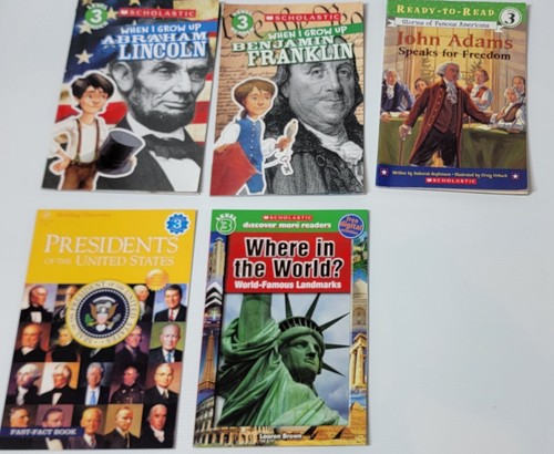 Lot of 5- Reading Level 3 When I Grow Up Presidents & Landmarks Scholastic Book