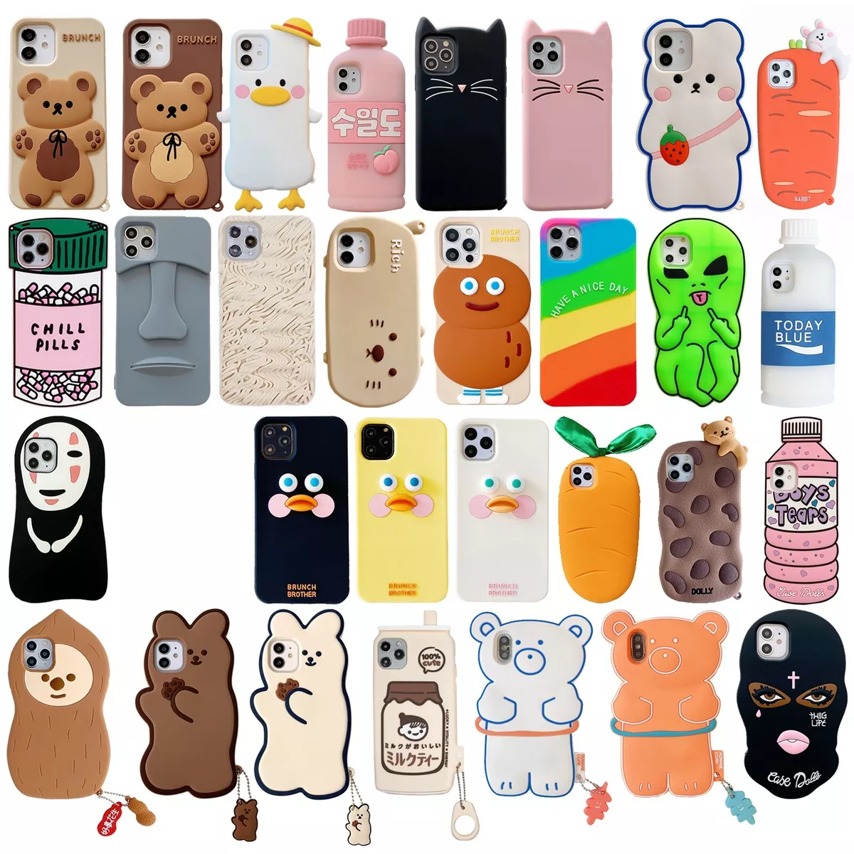 Cute Animal Cartoon Silicone Case for iPhone 11 12 Pro Max 13 Pro XS XR 7 8  Plus